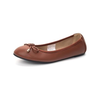 HEVA DDP – Classic Ballet Flats for Women with PU Upper Brown