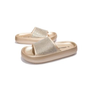 HEVA DDP – Stylish Flat Foot Slippers with Glittering Upper Gold
