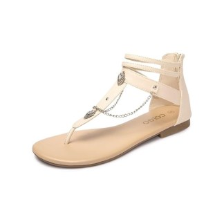 HEVA DTD – Stylish Flat Sandals with Decorative Chain Detail Color