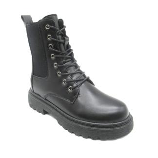 Another plain black combat boot similar to the previous, with a slightly different lacing panel.