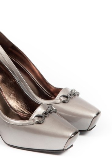 Silver square toe high heels